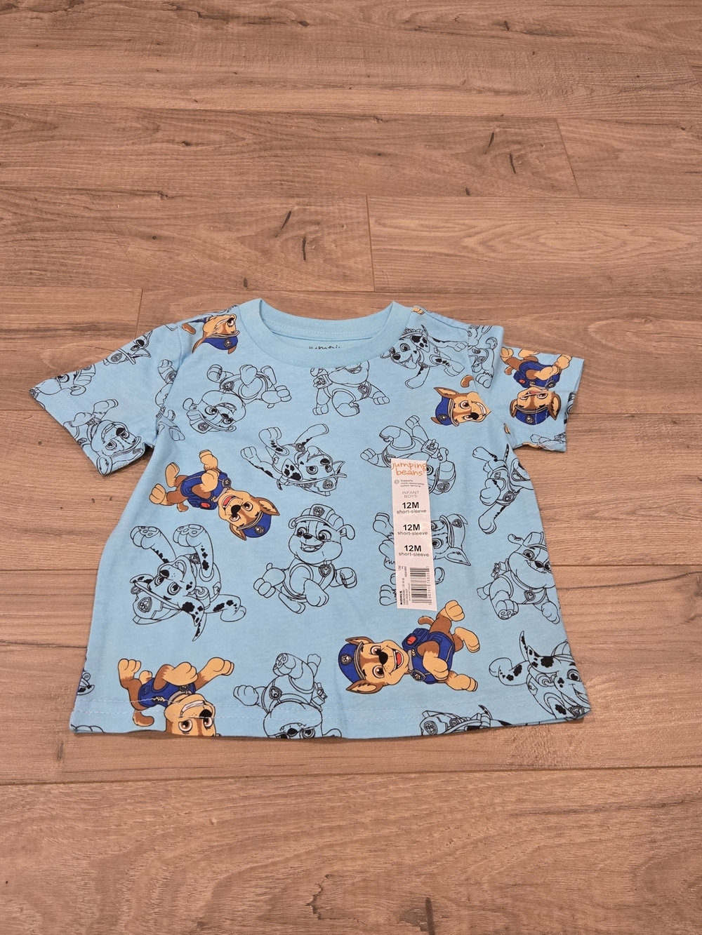 🌻 NWT PAW Patrol Blue Allover Print Graphic Tee 12M Brand New with Tags! - Picture 3 of 6